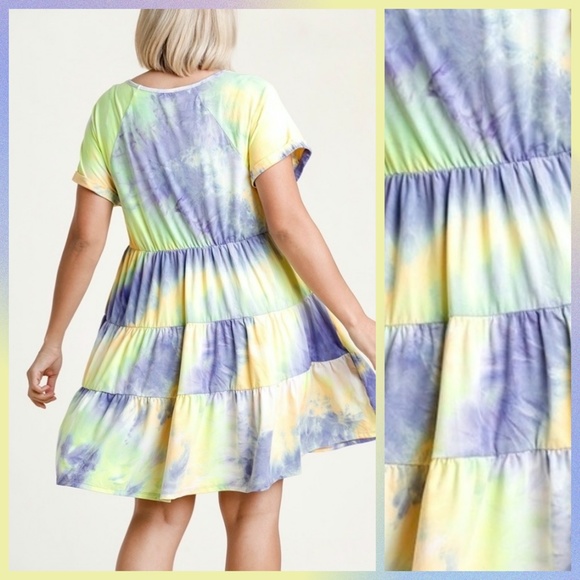 Umgee Tie Dye Brushed Textured Yard Tiered Dress - Picture 3 of 5